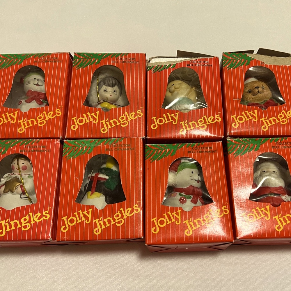 1986 Jolly Jingles Collector Bell 8 Ornaments Vintage